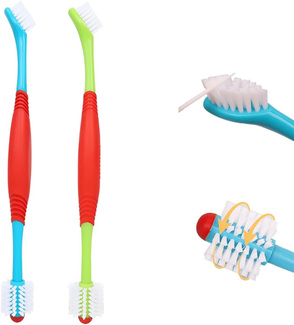 2 Pcs Dog Toothbrush Double Headed pet Toothbrush Soft 360 Degree Dog Tooth Brush Double-Headed Design Brush Head for Small and Large Dogs Cats Puppy Teeth Cleaning