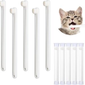 Small Dog & Cat Toothbrush 5 Set, Micro Nano Bristles to Clean pet Teeth Toothbrushes, Puppy Dogs Pet Tooth Cleaning Kit with Storage Box（White