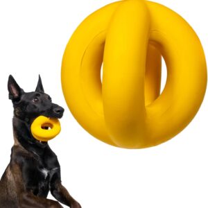Indestructible Dog Ball - Lifetime Replacement - Durable Dog Toy for Aggressive Chewers - Safe, Non-Toxic Natural Rubber - Chew, Tug & Fetch - Tough, Heavy Duty Chew Toy - 4” (Softball Size)