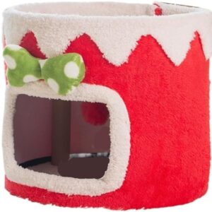 Easy to Clean Double-Layer Cat Climbing Frame, Cat Nest, Cat Tree, Enclosed Cat House, Small, Non-occupying Pet Toy Cat Activity Center(Red)