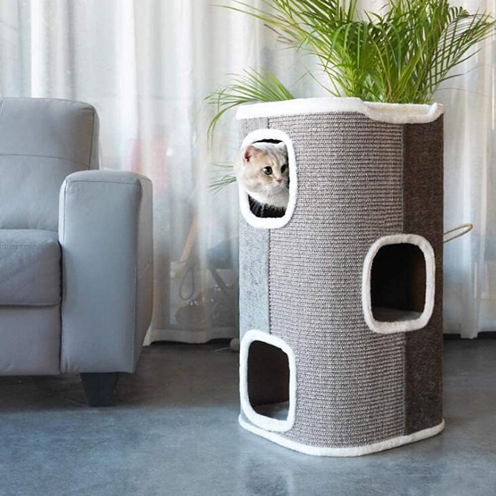 Pet House Cat Litter, Multi-Layer Cat Climbing Frame, Sisal Cat Scratcher, Semi-Enclosed, All Seasons, 41x41x50cm(Size:L) - Image 2