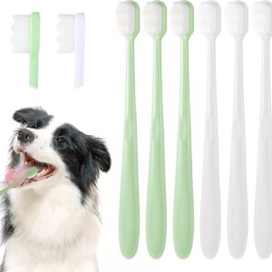 6 Pack Small Dog Toothbrush Pet Tooth Brush for Dog Cat Puppy Teeth Cleaning Ultra-Soft Wavy Bristles Tooth Brush Dental Care for Small to Large Pets, Easy Teeth Cleaning Kit (3 Green, 3 White)​