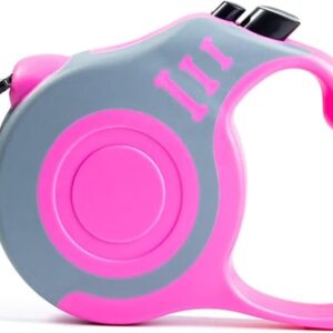 Retractable Dog Leash Lightweight 10/16FT Leash with Non-Slip Handle, for Small Dogs Puppy(Gray Pink, 10FT)