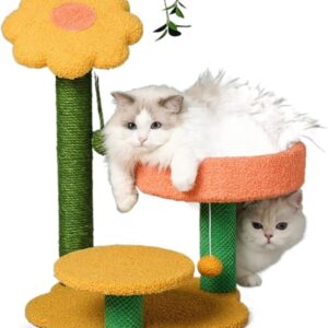 Cat Trees Cat Scratcher Cat Tower Jump Column Scratcher for Cats Climbing Frame Flower Cats Tree House Pick Up Board Furniture for Pets Toys
