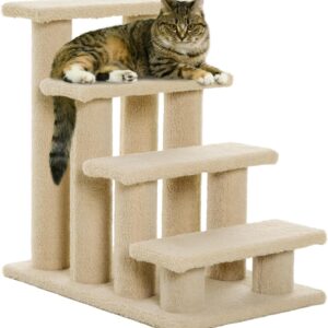 4-Step Multi-Level Carpeted Cat Scratching Post Pet Stairs Cat Climbing Frame Cat Tree Cat Tower Modern Cat Furniture