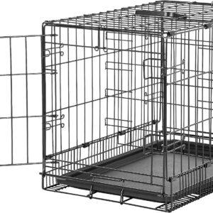 Durable, Foldable Metal Wire Pet Crate with Tray, Portable and Sturdy for Travel, Single Door, Divider Panel, Perfect Size for Small Dogs, 22 x 13 x 16 in, Black
