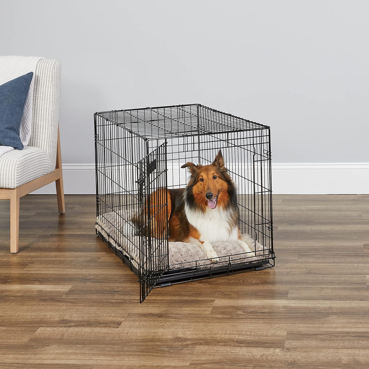 36-Inch for Medium-Large Breeds, 41-70 lbs, Single Door Folding Dog Crate with Divider Panel, Leak-Proof Tray & Secure Latches, Portable, Durable & Easy to Assemble - Image 2
